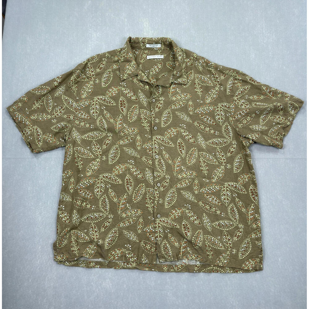 Geoffrey Beene Men’s XXL Short Sleeve Button Up Shirt Linen/Rayon Lightweight